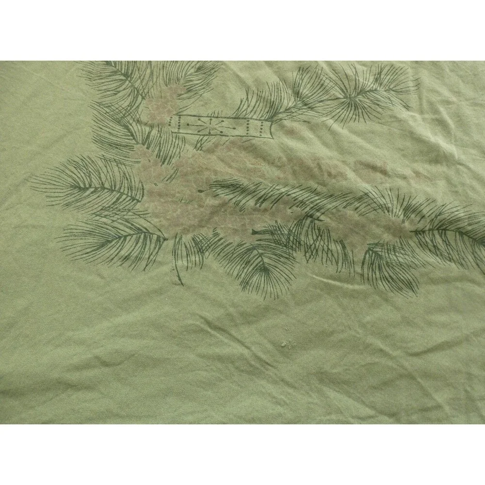 VTG California Hand Prints Tablecloth MCM Green Holiday Candles Spruce 64